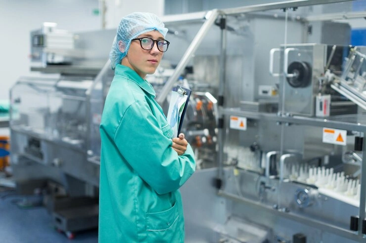 Girl Cleaning Manufacturing Plant